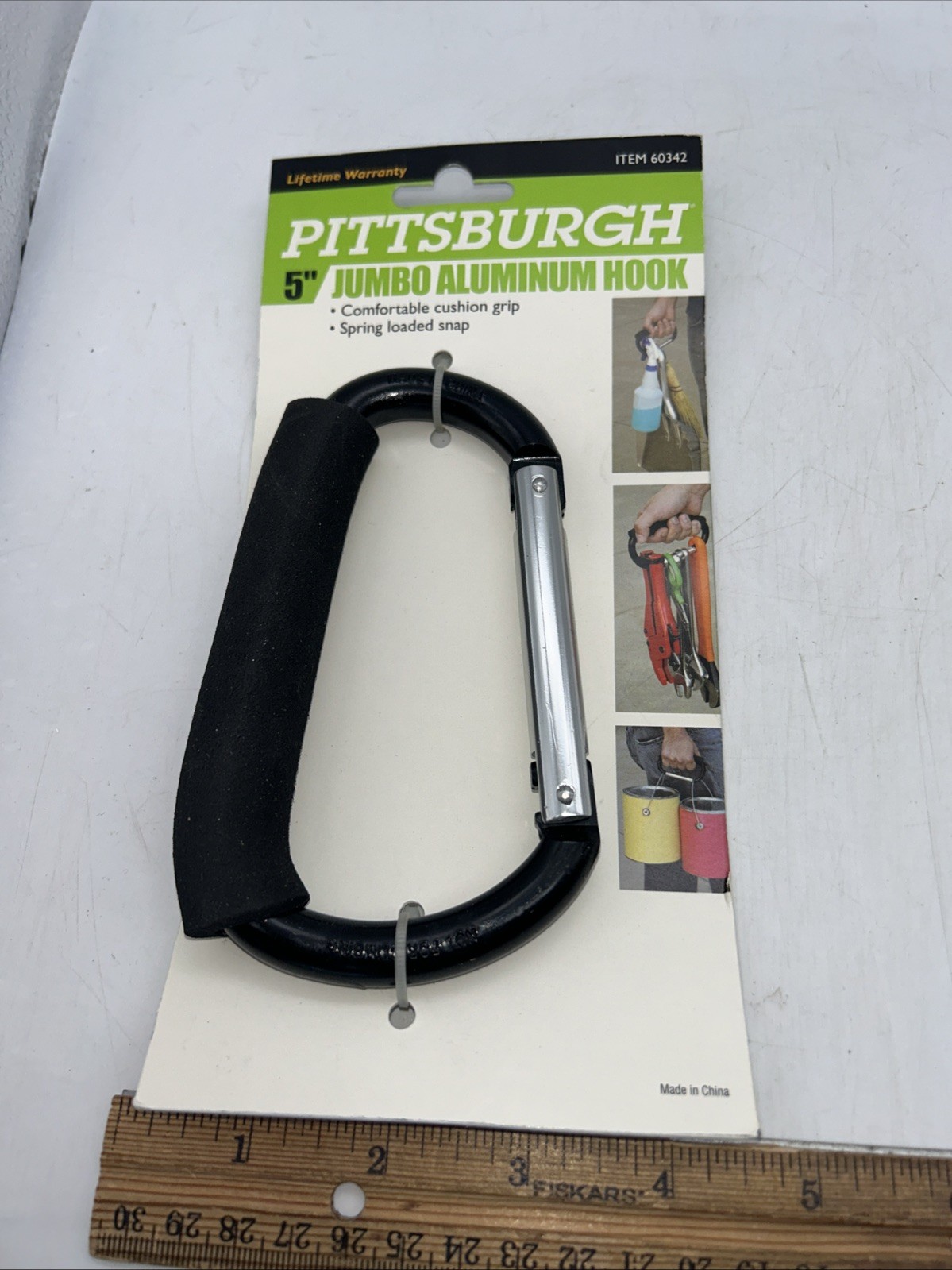 Pittsburgh 5” Jumbo Aluminum Hook Carabiner Clip Cushion Grip