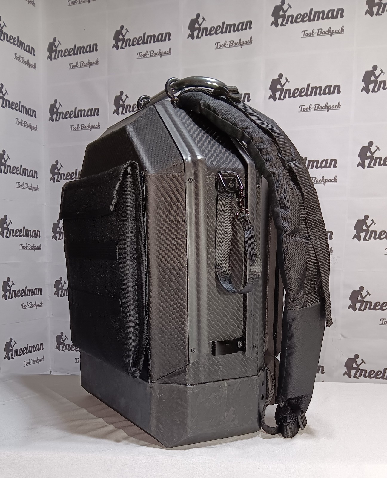 Kneelman Tool-Backpack Carbon Fiber Tool Backpack w/ Handle, Black/Gray