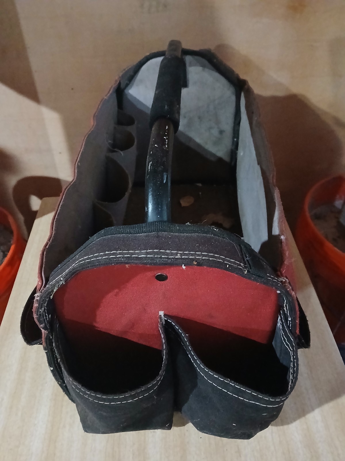Husky Tool Bag 17 in 18 Pocket Open Top Padded Handle Weatherproof Polypropylene
