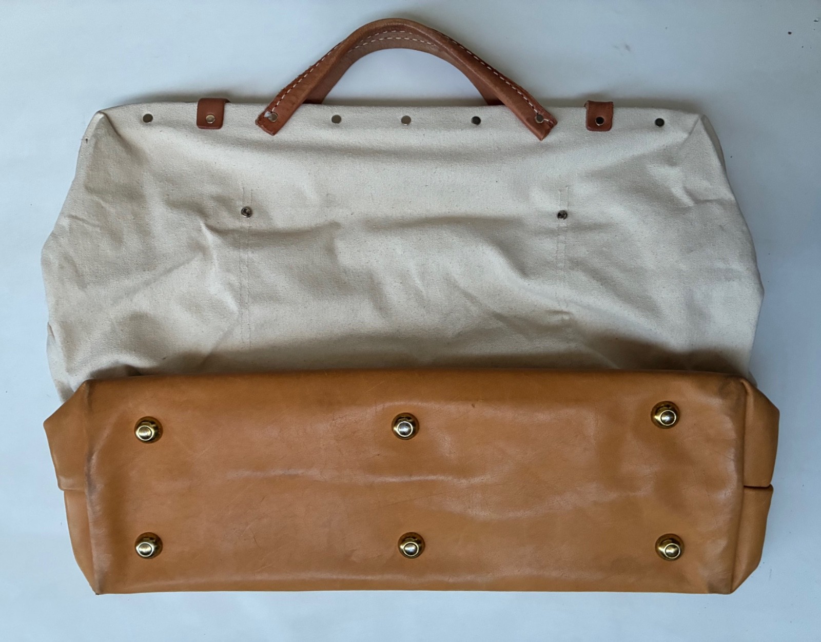 Vintage Nicholas M304 Mason Linesman Tool Bag Canvas Leather Made in USA