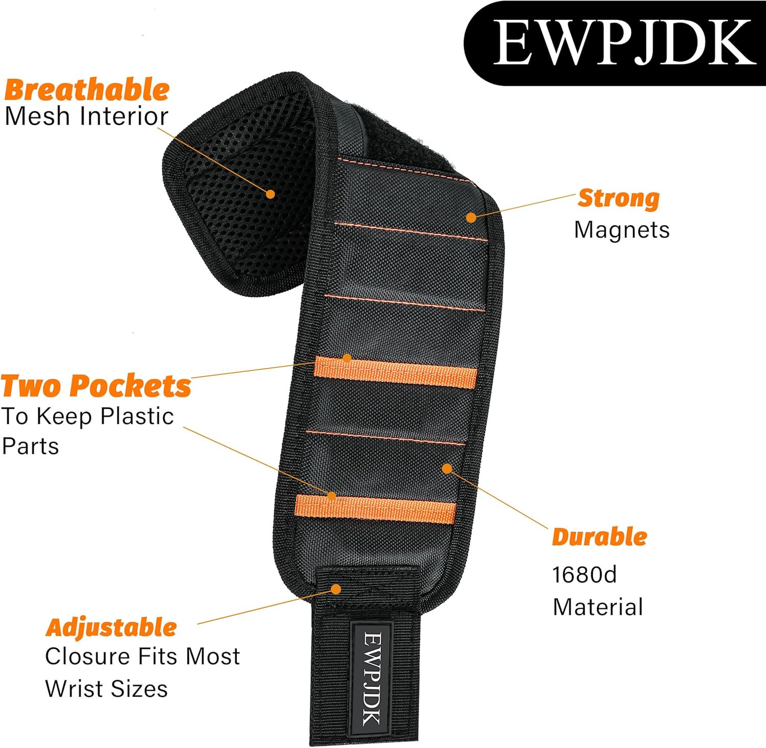 Magnetic Wristband for Holding Screws, Drilling Bits, Nails, Stocking Stuffers G