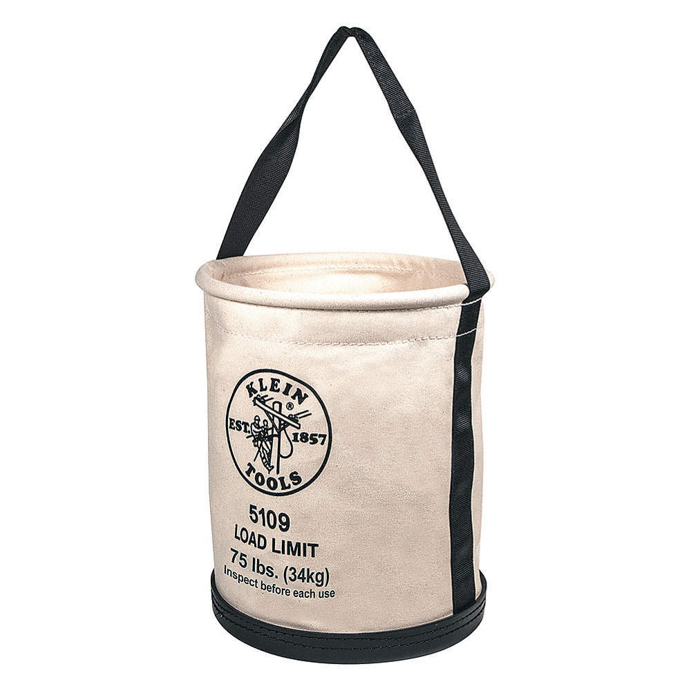 KLEIN TOOLS 5109 Bucket Bag,Canvas,Straight Wall,OffWhite 2DFP2