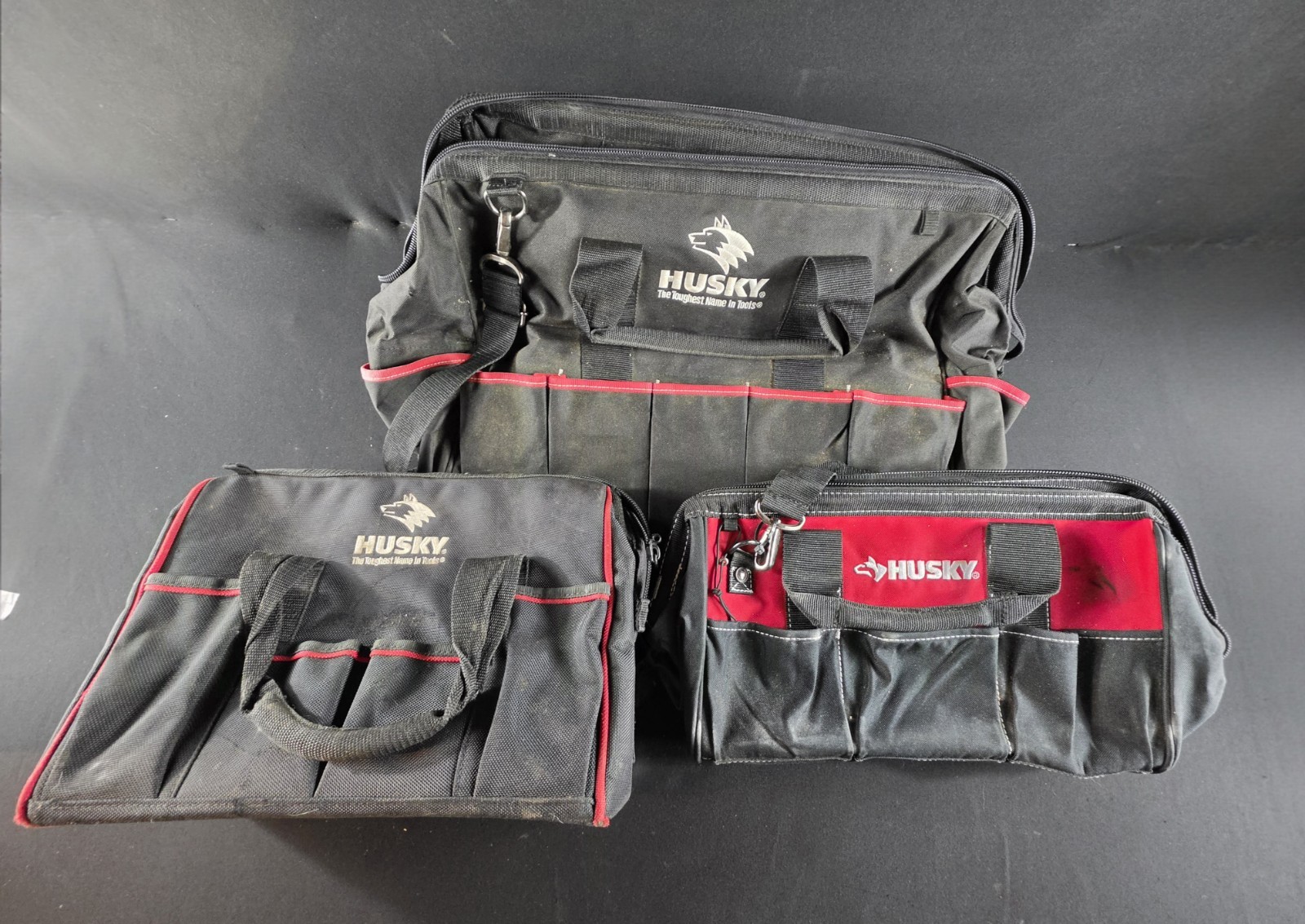 Husky Zippered 20″, 15″, & 14″ Tool Bags Lot Of 3