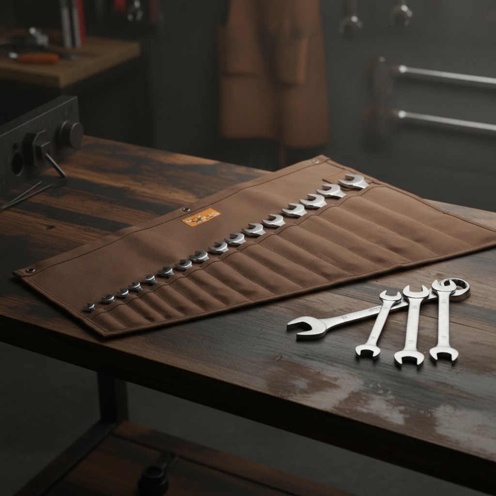 Roll up Tool Bag Organizer 16 Pockets Metric & SAE Wrench Organizer Heavy Duty