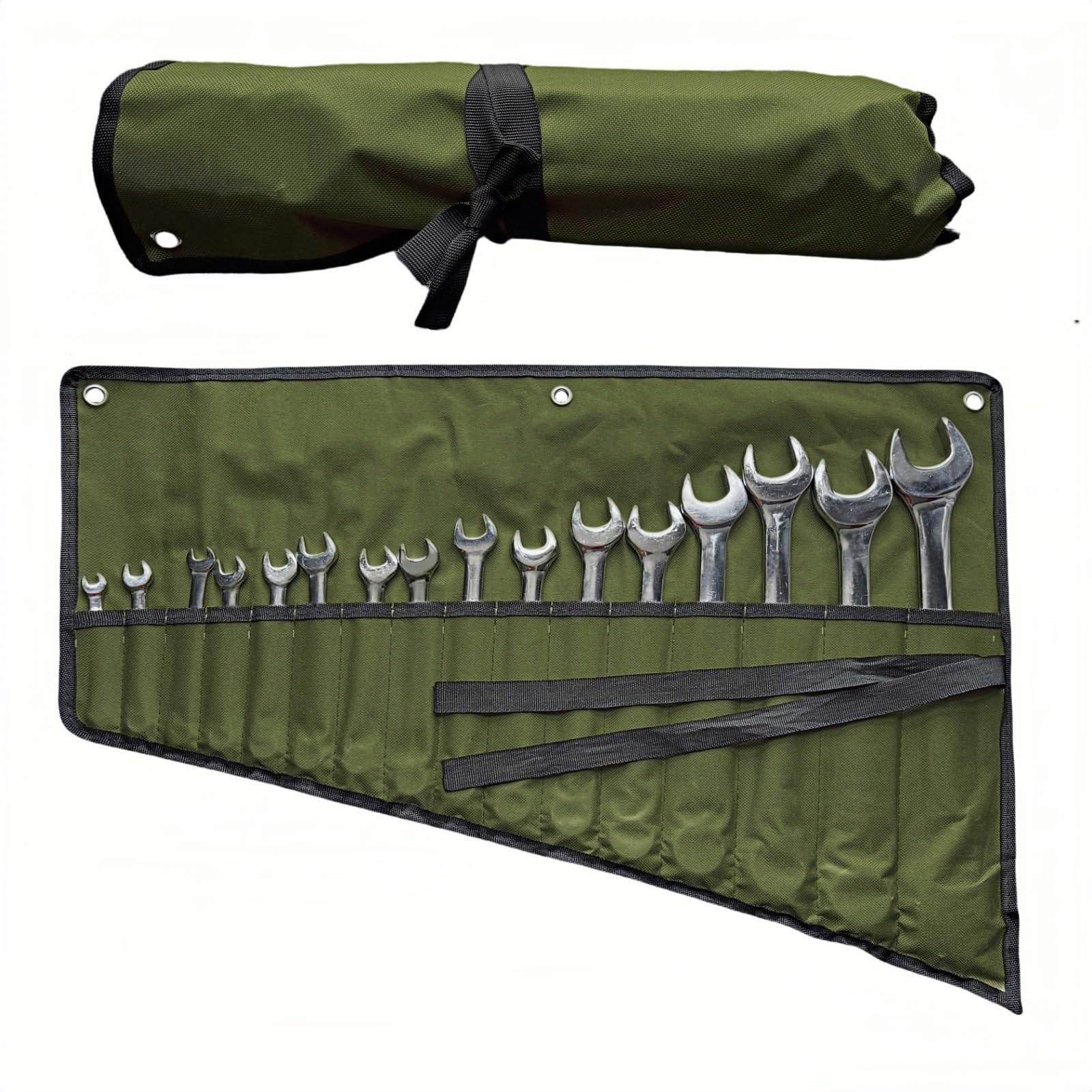16 Pocket Wrench Roll Up Tool Organizer Bag Waterproof Oxford Cloth Pouch Mechan