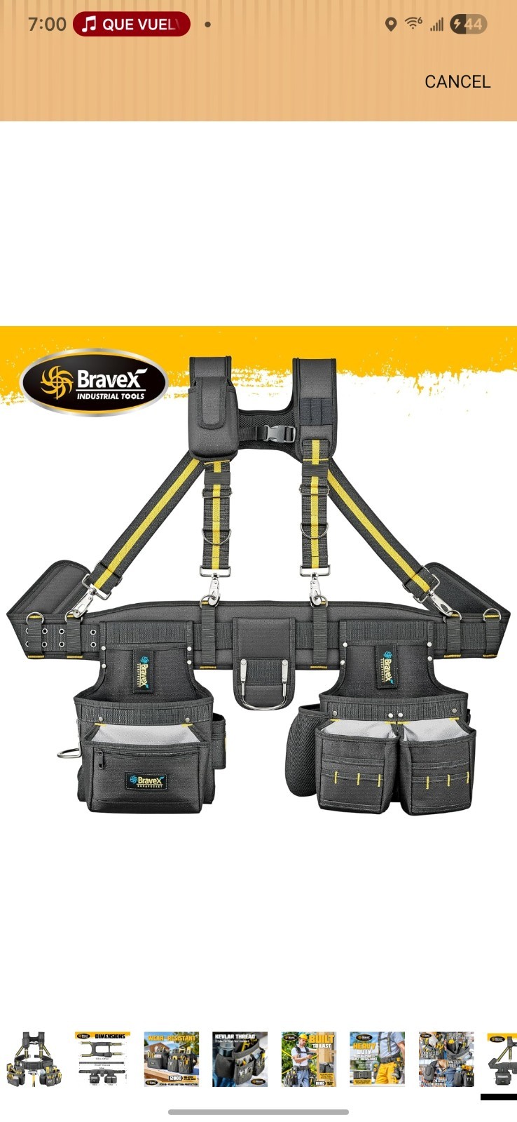 Bravex Tool Belt Suspenders Vest Pro Ultra 20 Bags Y-Style Pouch For Framers Car