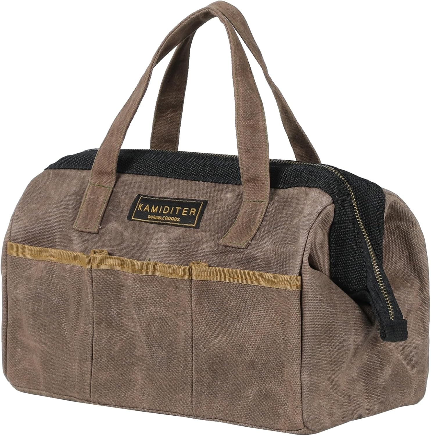 Waxed Canvas Tool Bag 16oz – Heavy Duty Zipper, Multi-Pocket Storage Organizer