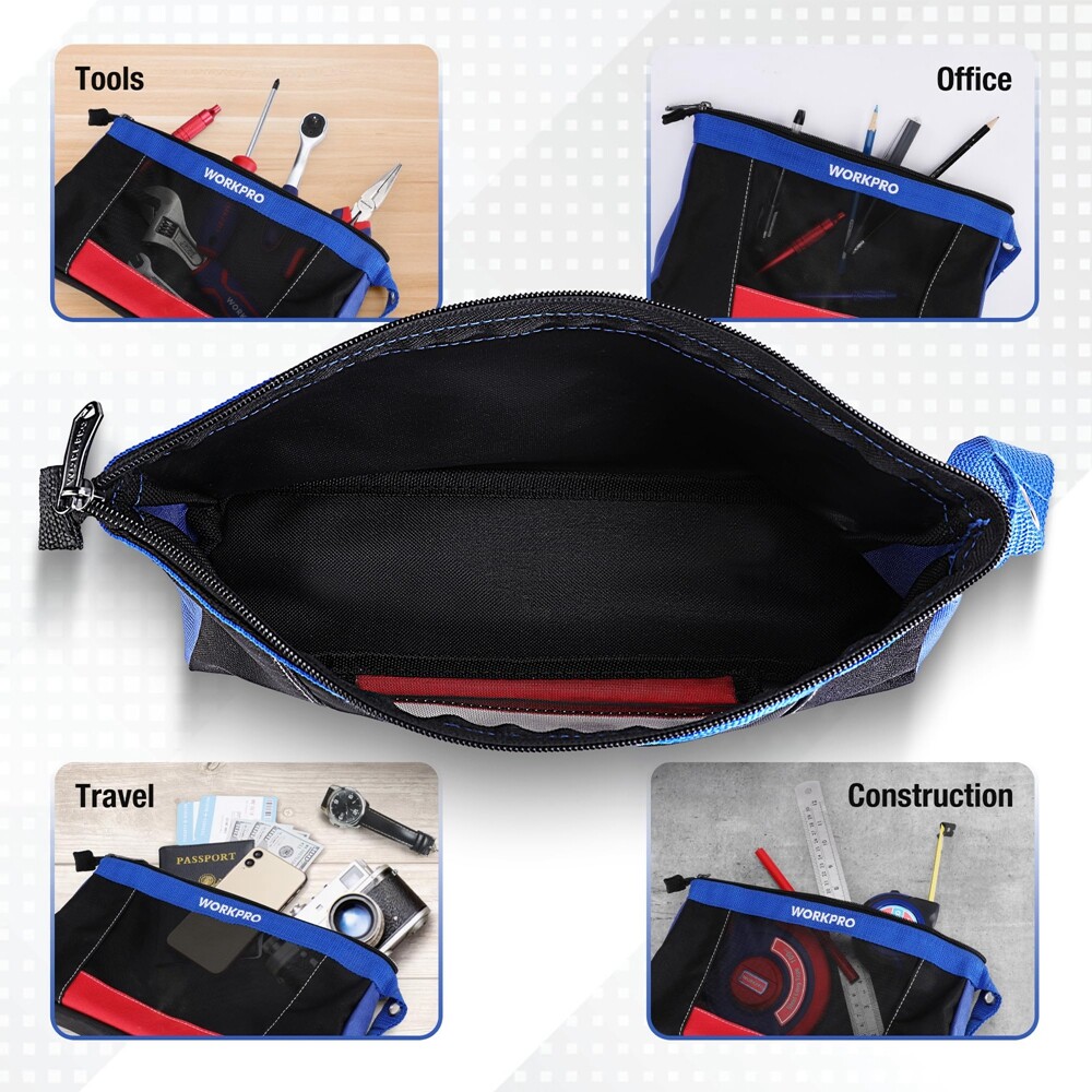 WORKPRO 12″ Tool Pouches with Zipper 2-Pack Utility Bag Pouch for Tool Organizer