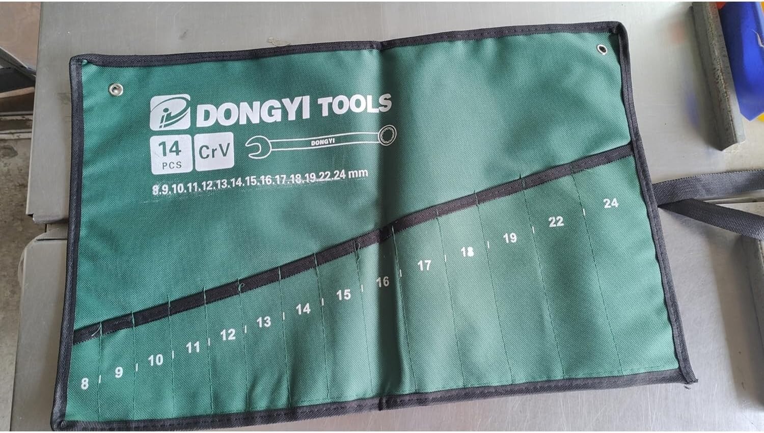 Canvas Wrench Roll Up Pouch Set 14 Pocket Tool Organizer for Metric Wrenches