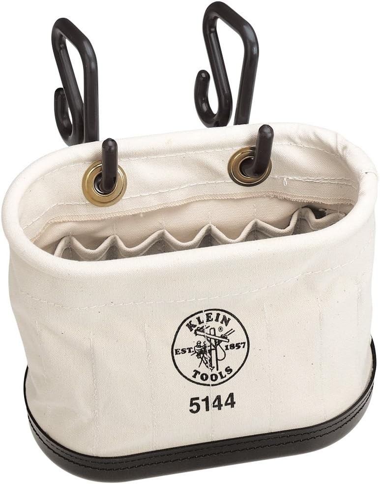 Aerial Oval Canvas Tool Bucket with 15 Pockets & Black Polypropylene Bottom