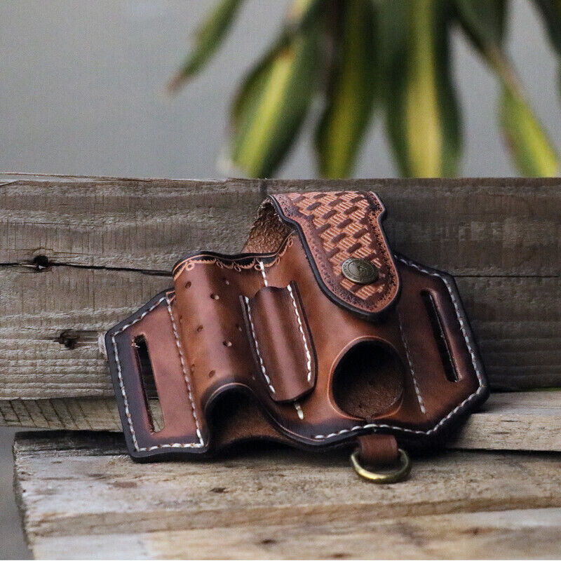 Leather Pocket Knife Sheath EDC Multitool Plier Belt Pouch Tools Holster-TOURBON