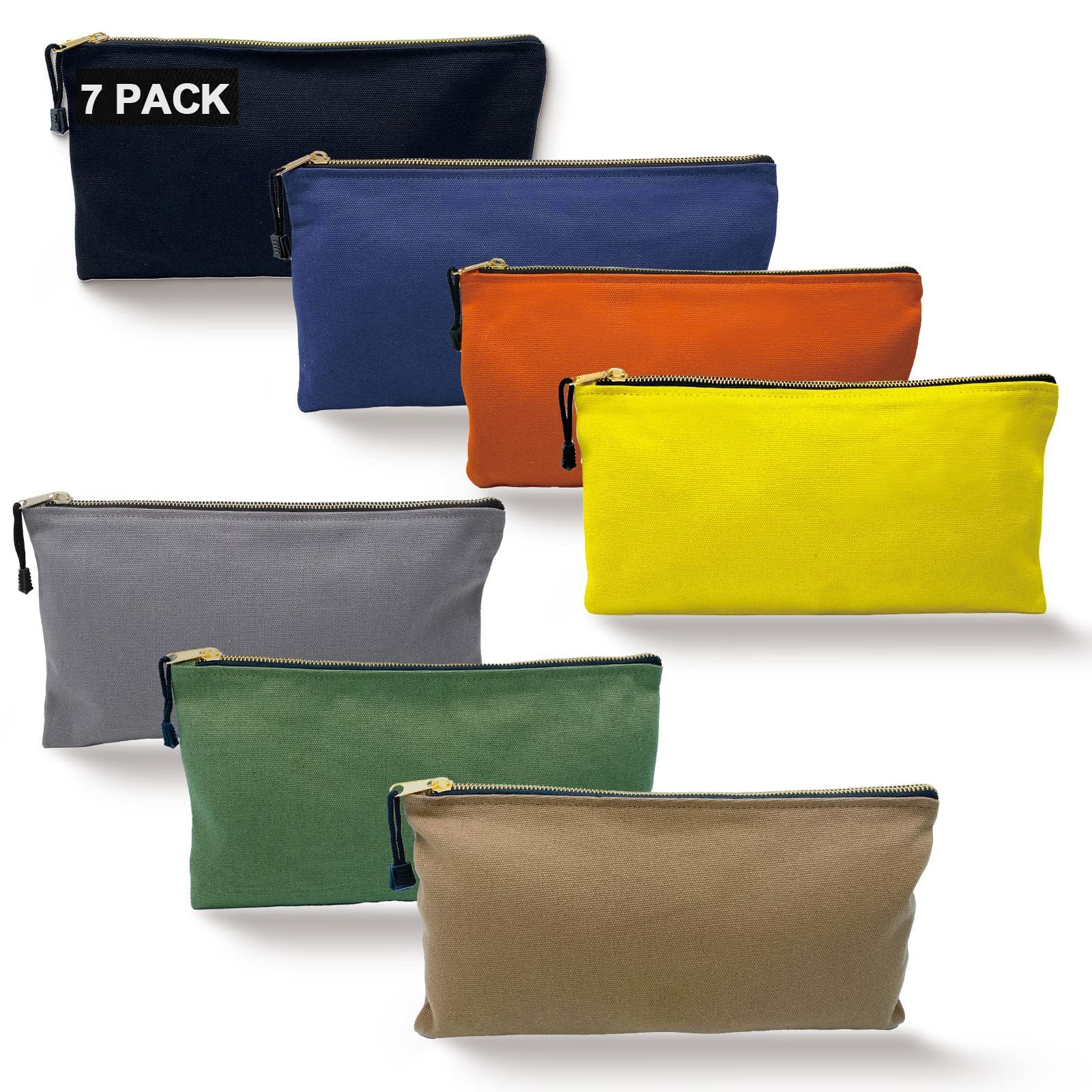 Heavy Duty Canvas Tool Bag Organizer – 7 Pack Zipper Utility Pouches in Assor…