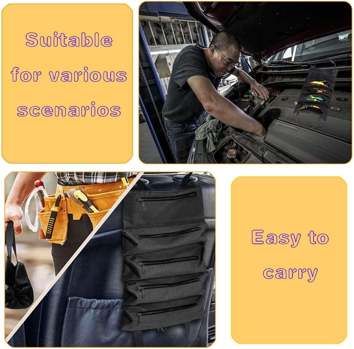Roll Tool Roll Multi-Purpose Tool Roll Up Bag Wrench Roll Pouch Hanging Carrier