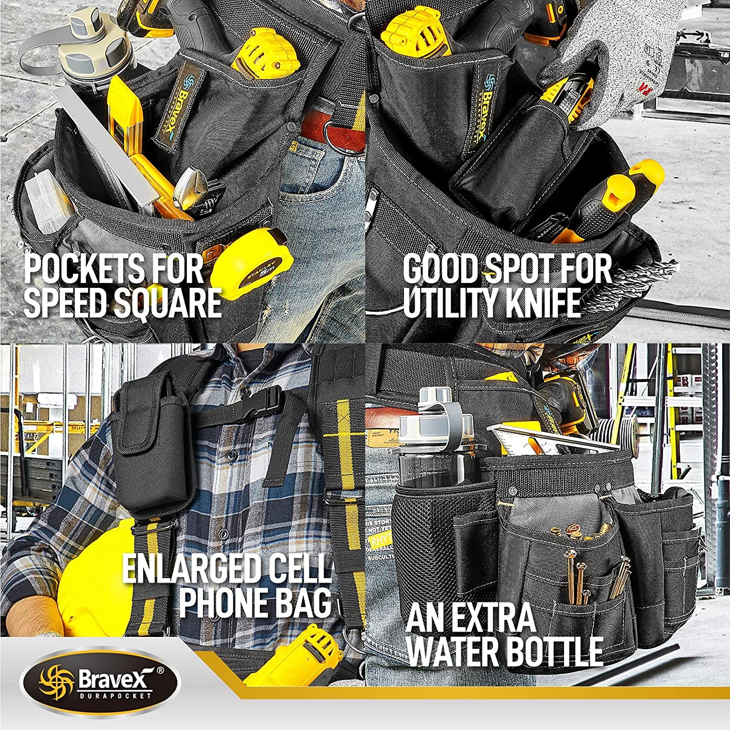 Tool Pouch Tool Belt with Suspenders Electrician Tool Belts Carpenter for men