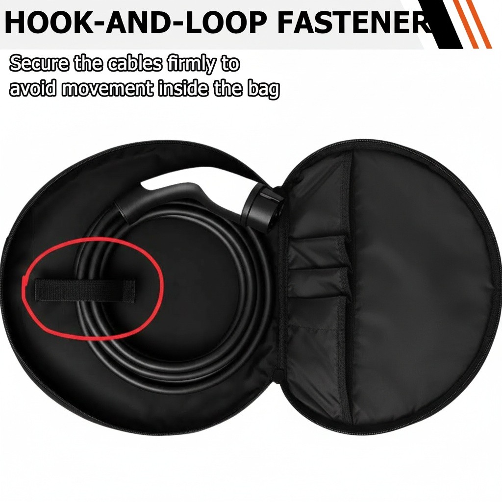25ft Jumper Cable Bag Pockets EV Battery Charger Cord Car RV Hose Storage Tool