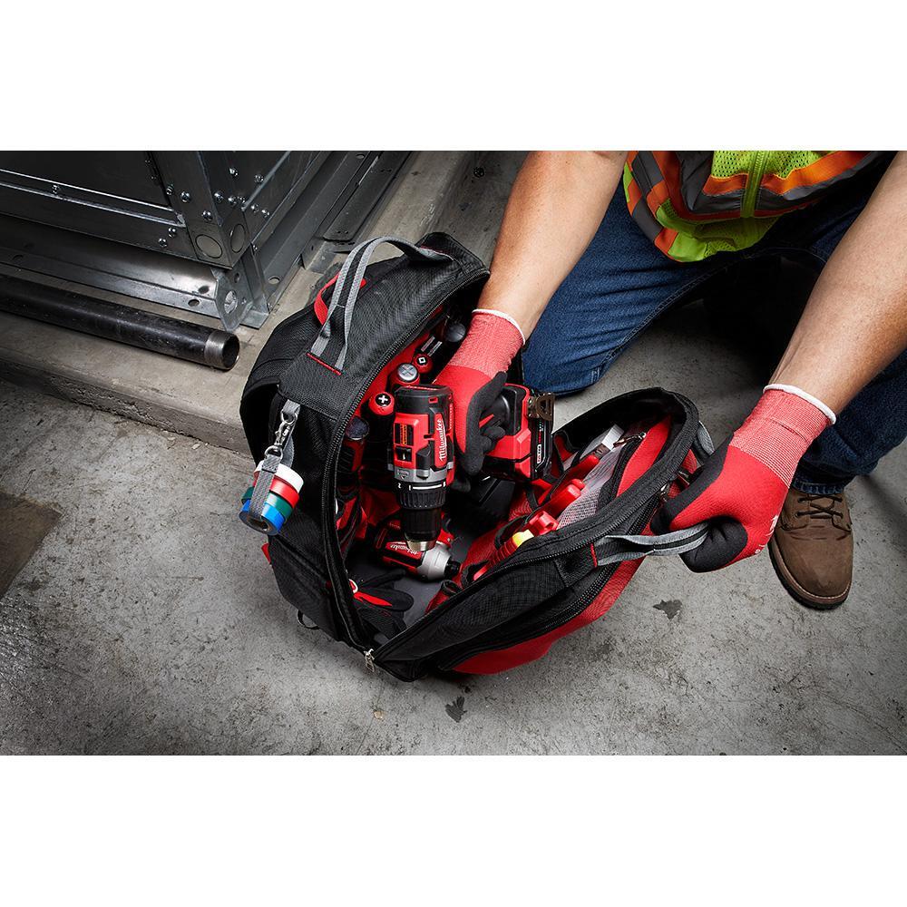 milwaukee packout backpack 15 in. 3-pack zipper tool bags storage nylon red