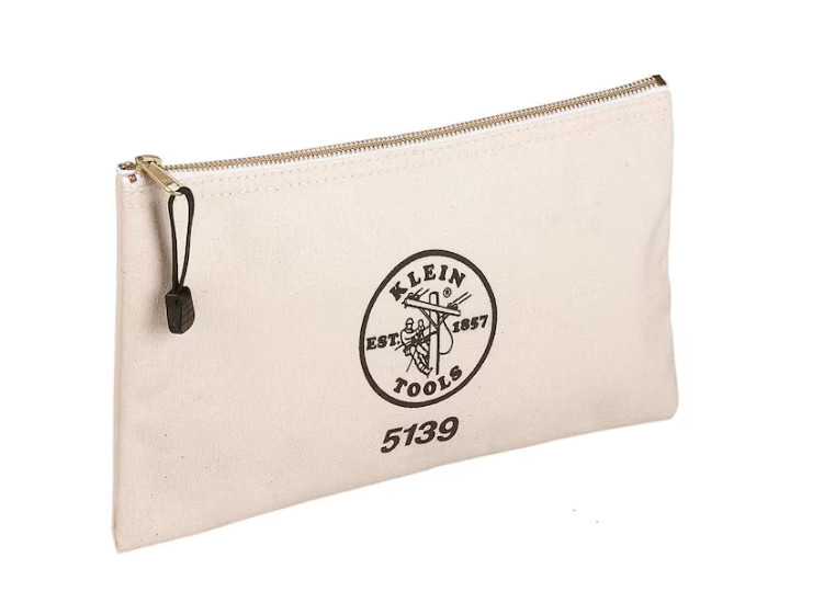12.5″ Zipper Tool Bag White Cordura Nylon Utility Pouch Heavy Duty Storage