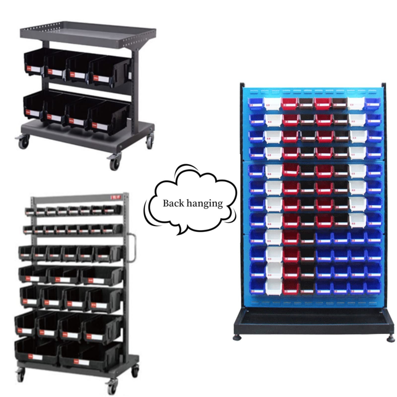 Storage Organizer Bins,Wall Mount Storage Parts Rack,Stackable Shop Tool Bins…