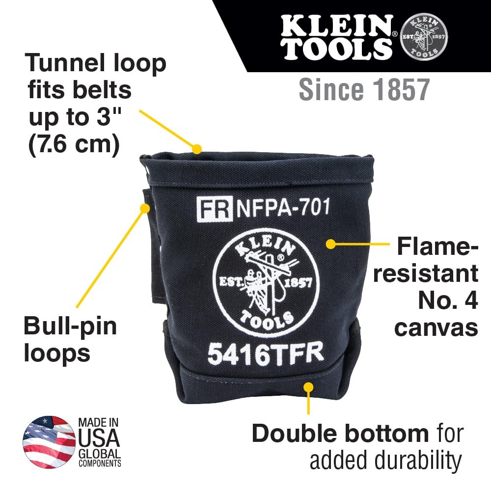 Klein Tools 5416TFR Flame Resistant Canvas Tool Bag Double Reinforced 5x10x9in