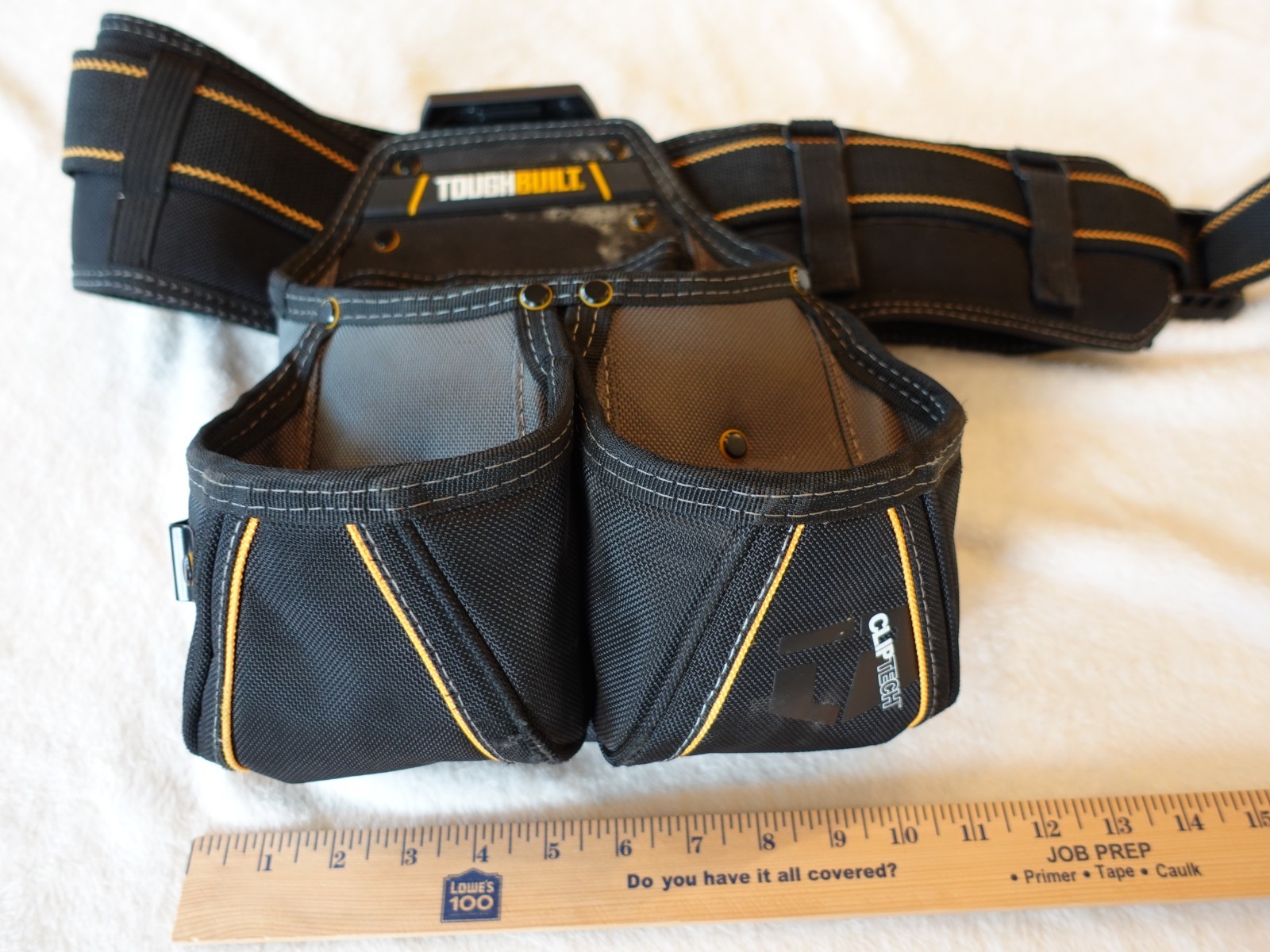 TOUGHBUILT Padded Tool Belt + 3 Utility Pouch Bags Electrician Handyman Workwear
