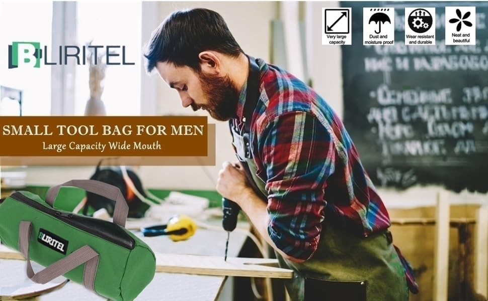 BLIRITEL 12 Inch Small Tool Bag for Men, Large 12 inches, Black – 12