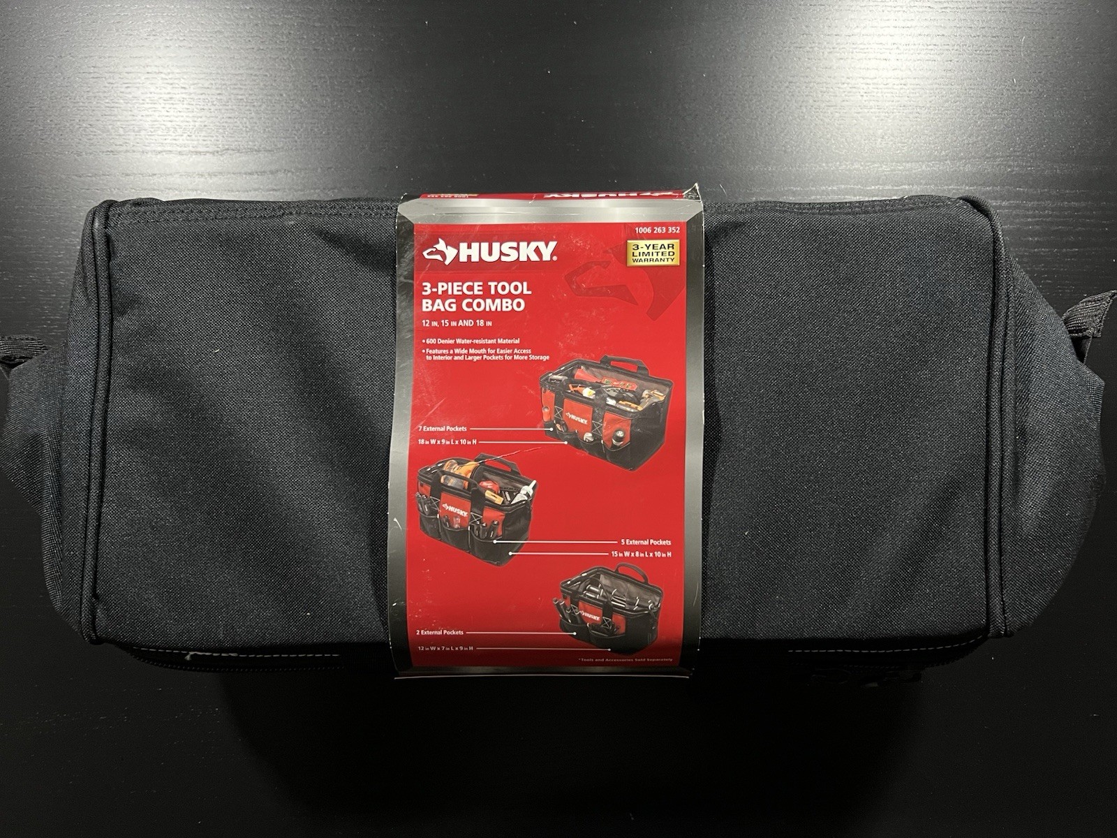 Husky 18 in. 15 in. and 12 in. Tool Bag Combo HD60258A-TH-FD