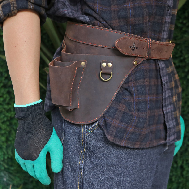 TOURBON Leather Florist Tool Storage Belt Bag Garden Pliers Waist Holster