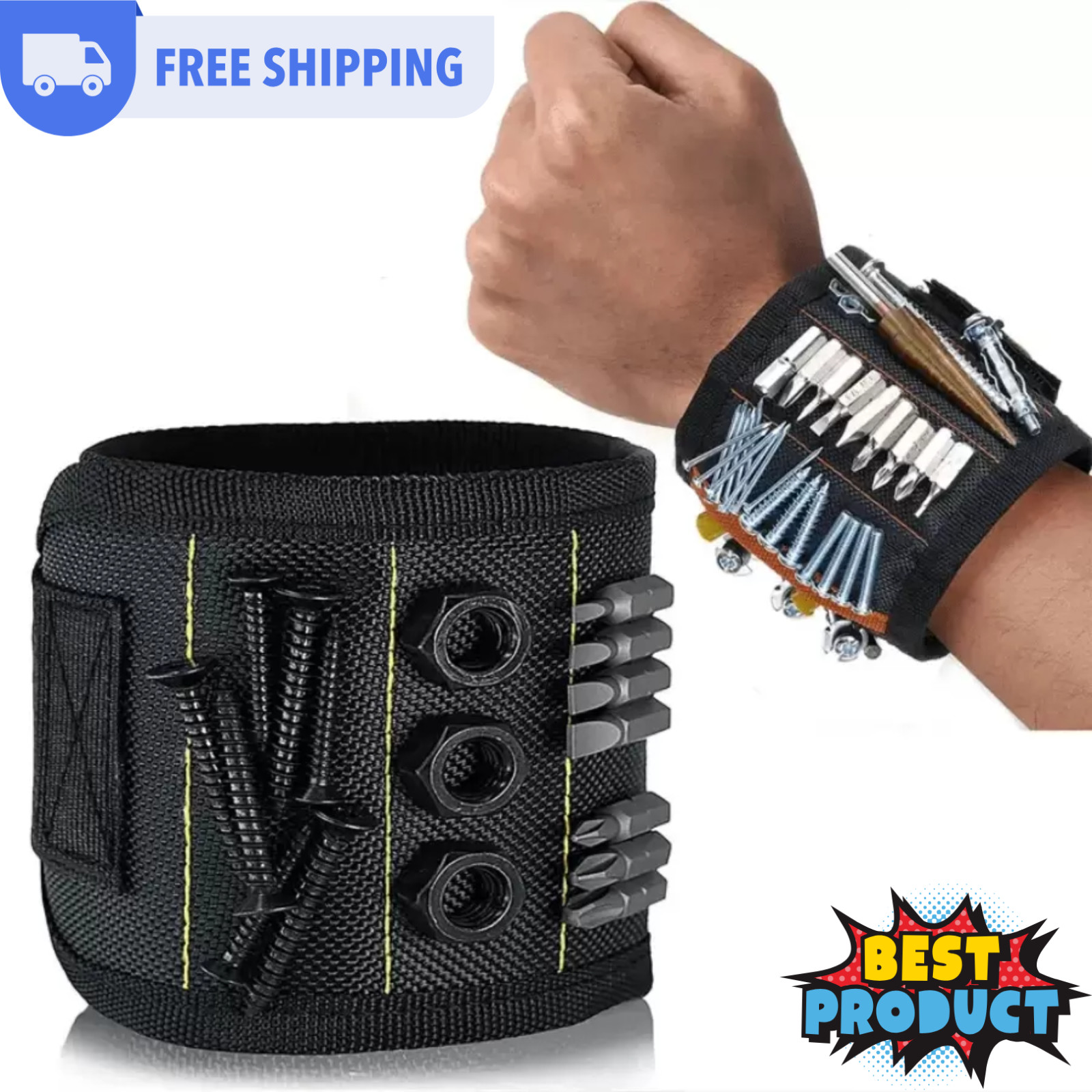Magnetic Wristband For Holding Screws Nails Strong Magnets Belt Adjustable Strap