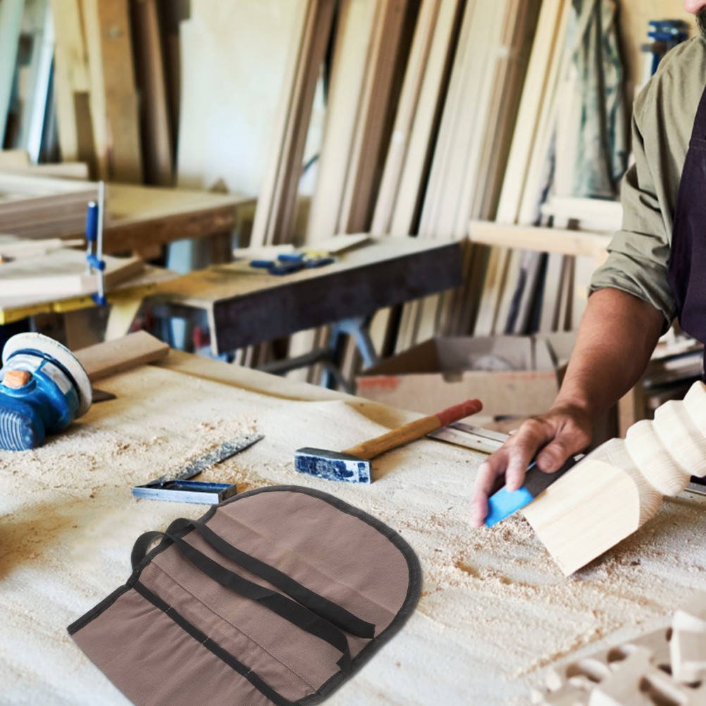 2Pcs Wear-Resistant Canvas Tool Roll Bag Organizer for Screwdrivers and Wrenches