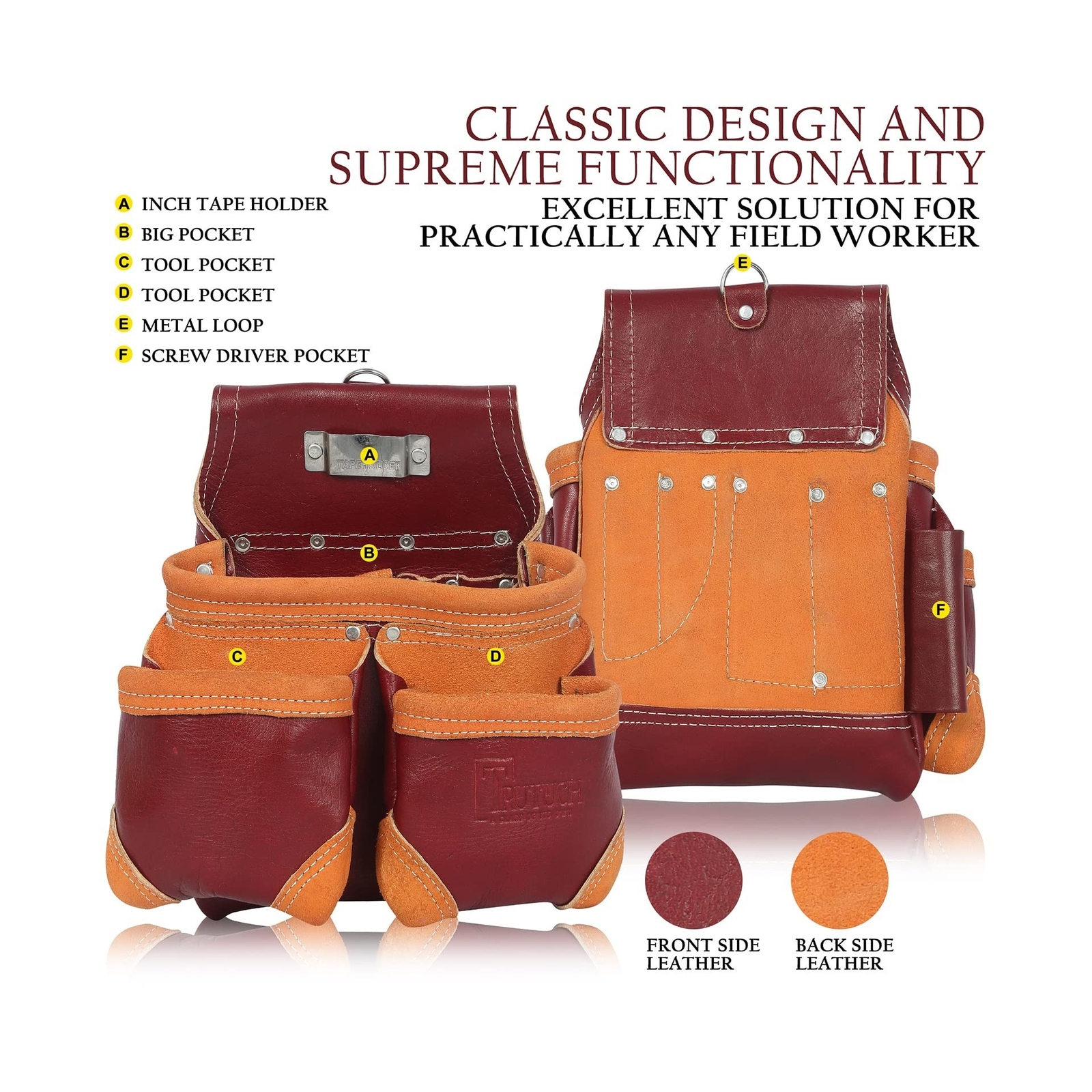 Grain Leather Tool Belt | Tool Rig Set | Tool Pouch | Drywall Tool Belt | Car…