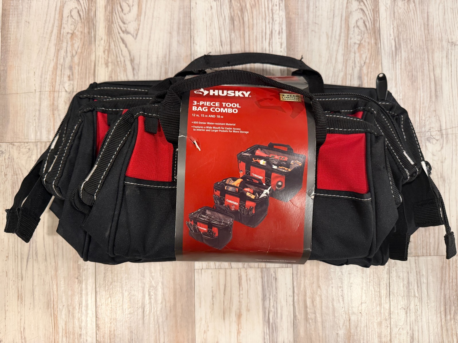 3-for-1 Tool Bag Combo Set (18in 15in 12in) – Durable Red Storage Organizer