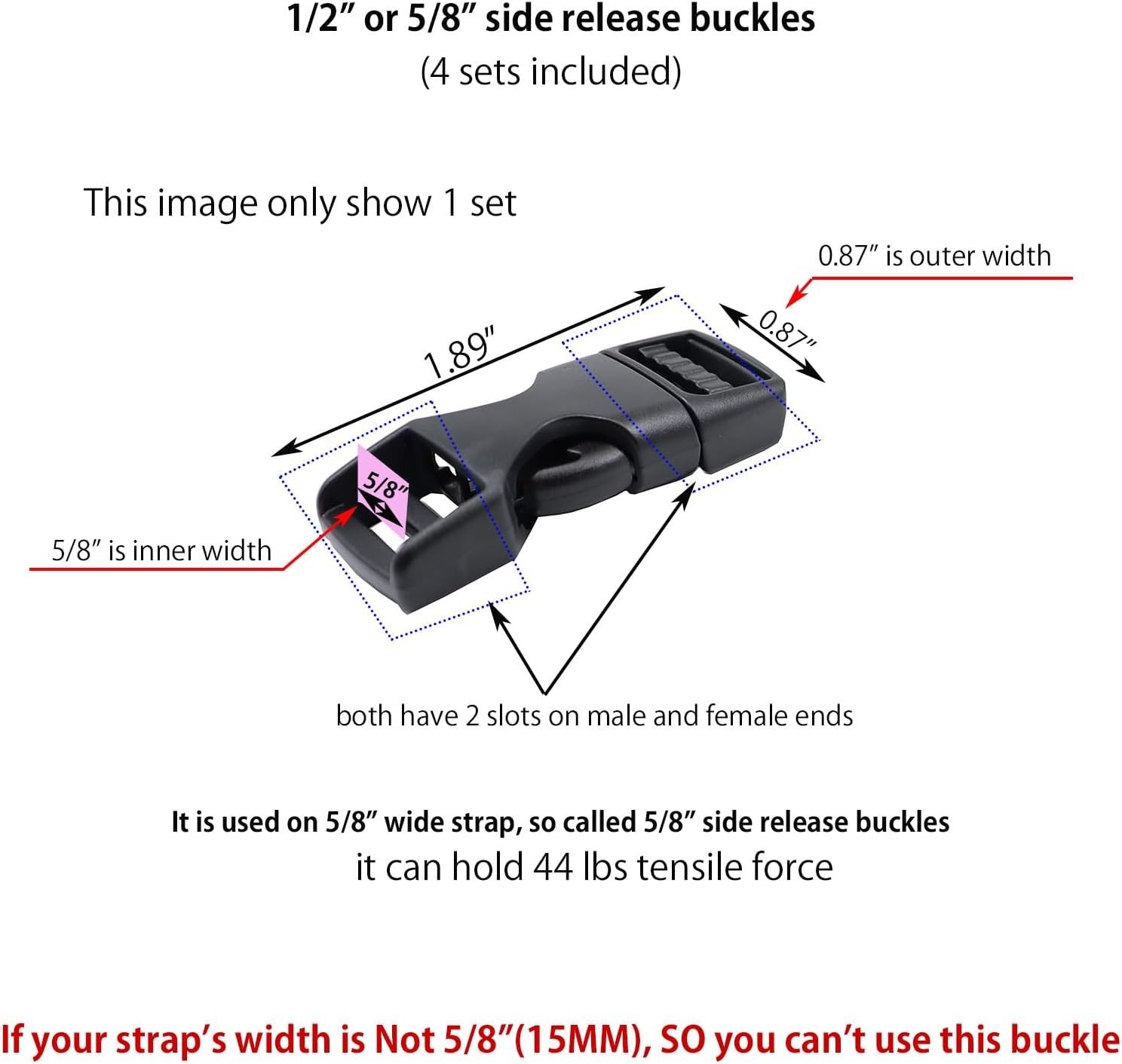 Adjustable Side Release Buckle Clips – Strong Plastic 4-Pack for Easy Use
