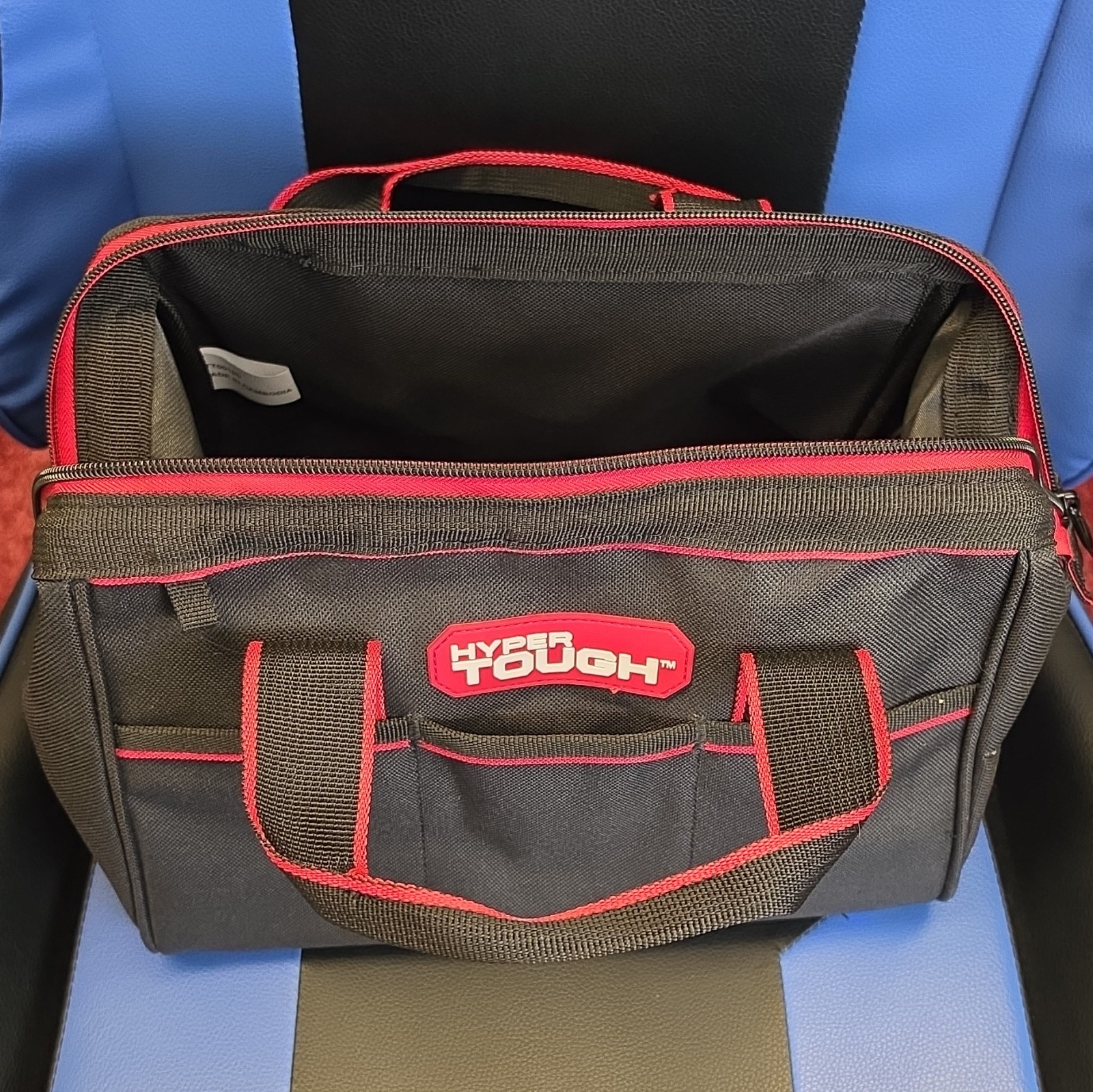 HYPER Tough Medium Black/Red Polyester Tool Bag Zipper Closure w/ Handles