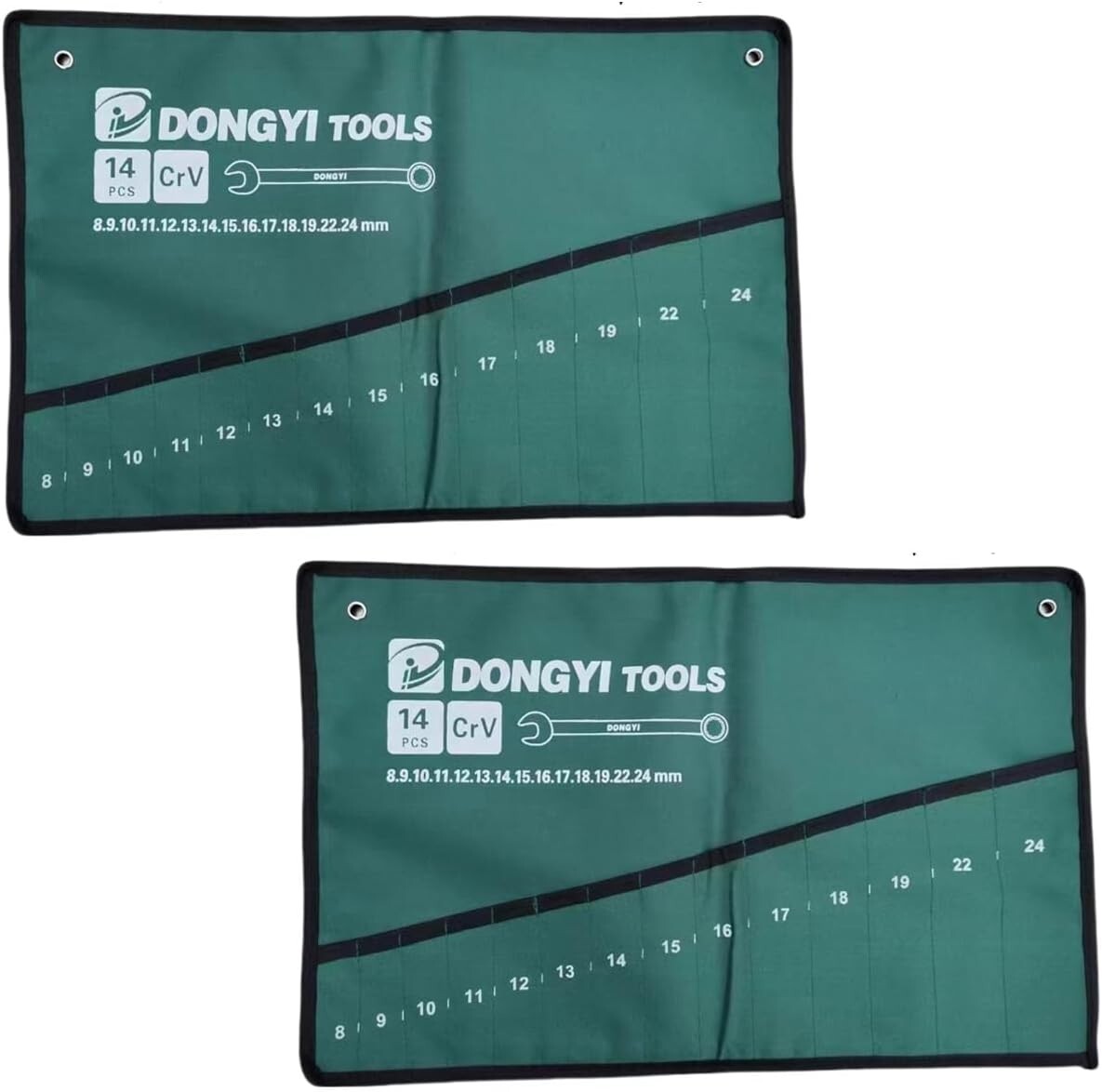 Canvas Wrench Roll Up Pouch Set 14 Pocket Tool Organizer for Metric Wrenches