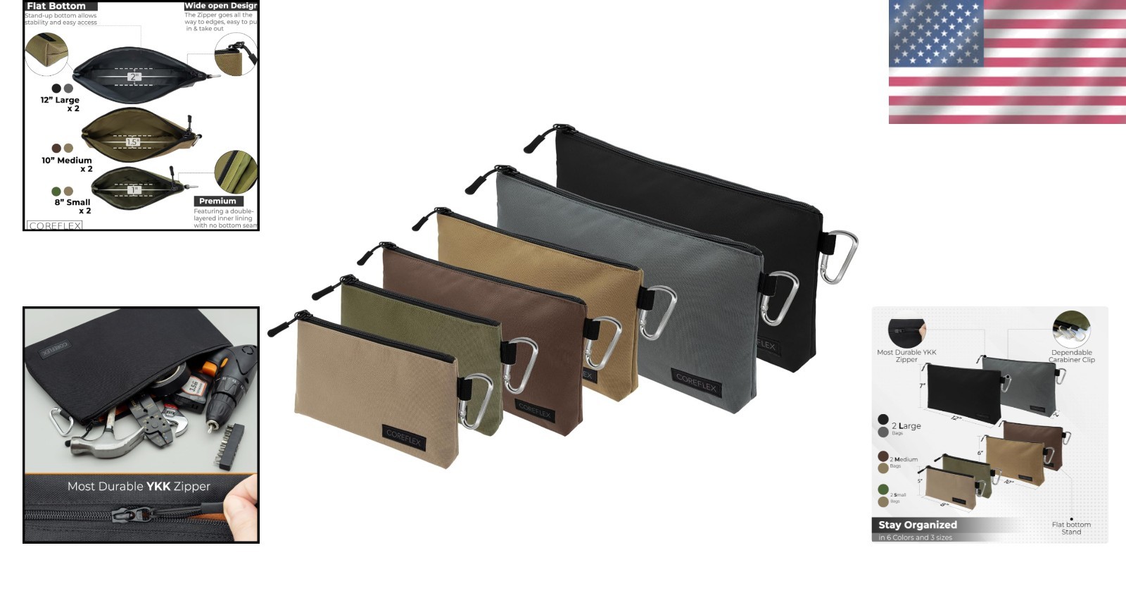 Multipurpose Zipper Tool Pouch Combo