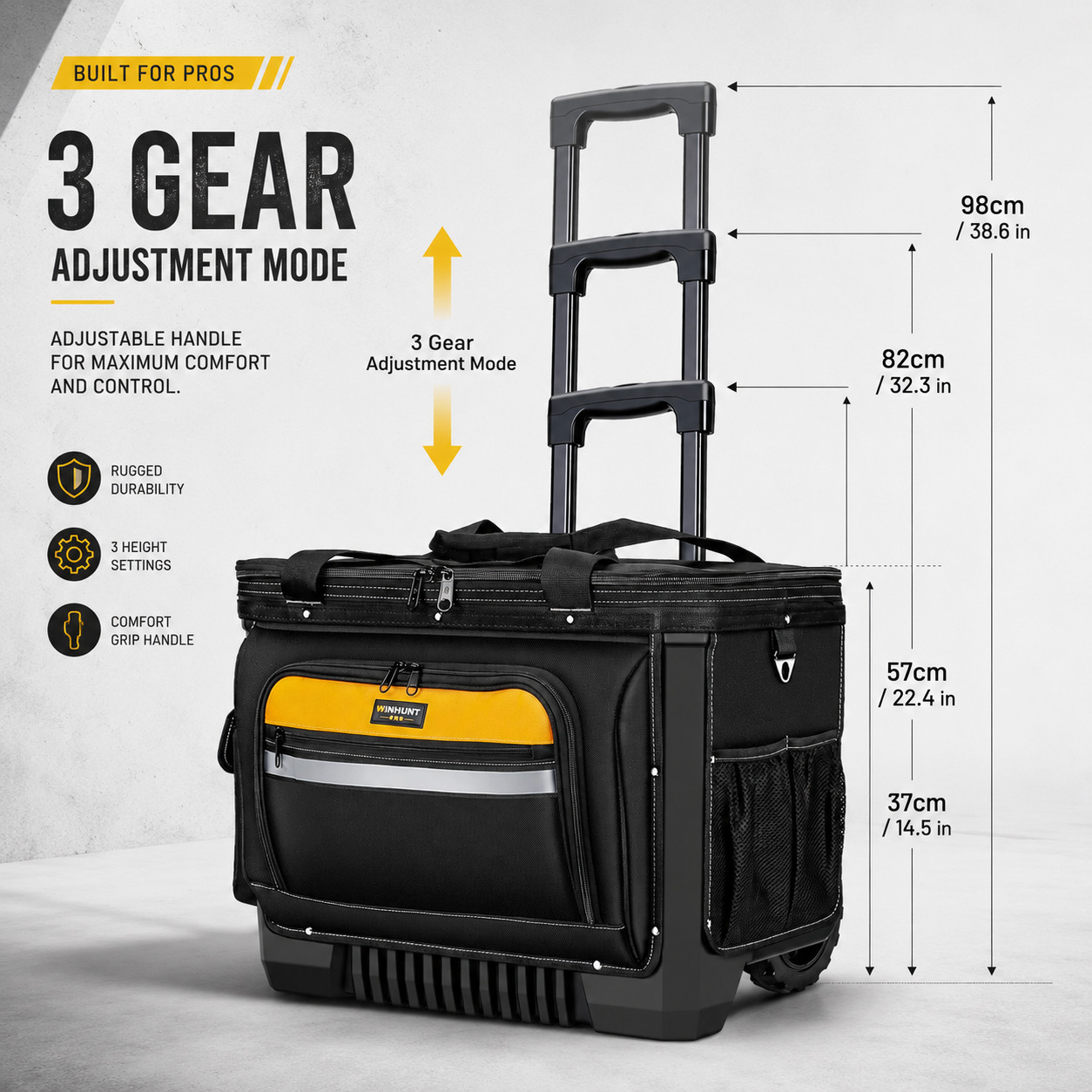 Rolling Tool Bag with Wheels | Heavy Duty 1680D Storage Organizer