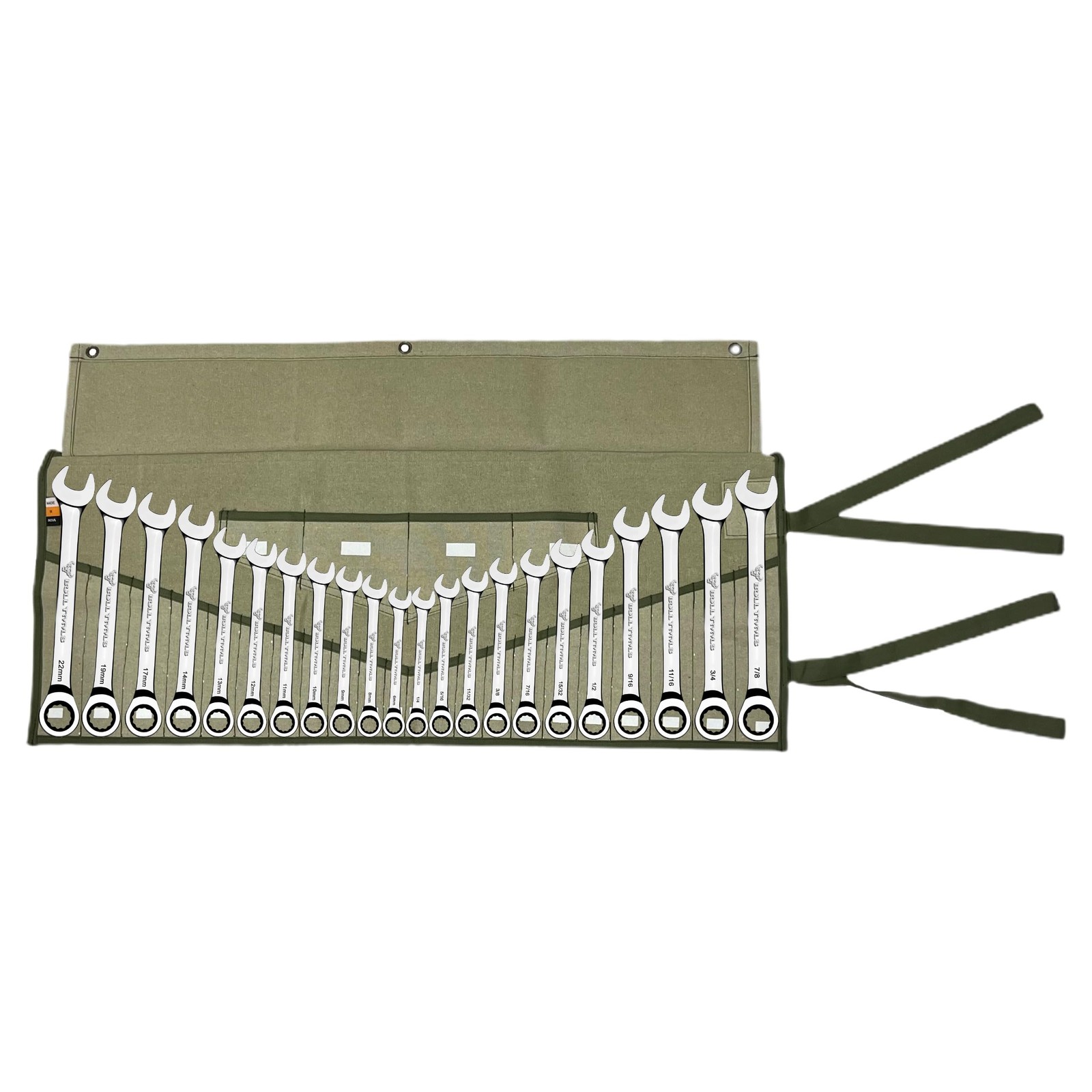 BULL TOOLS Wrench Roll, 26 Pocket Tool Pouch, Tool Bag Wrench Organizer Metri…