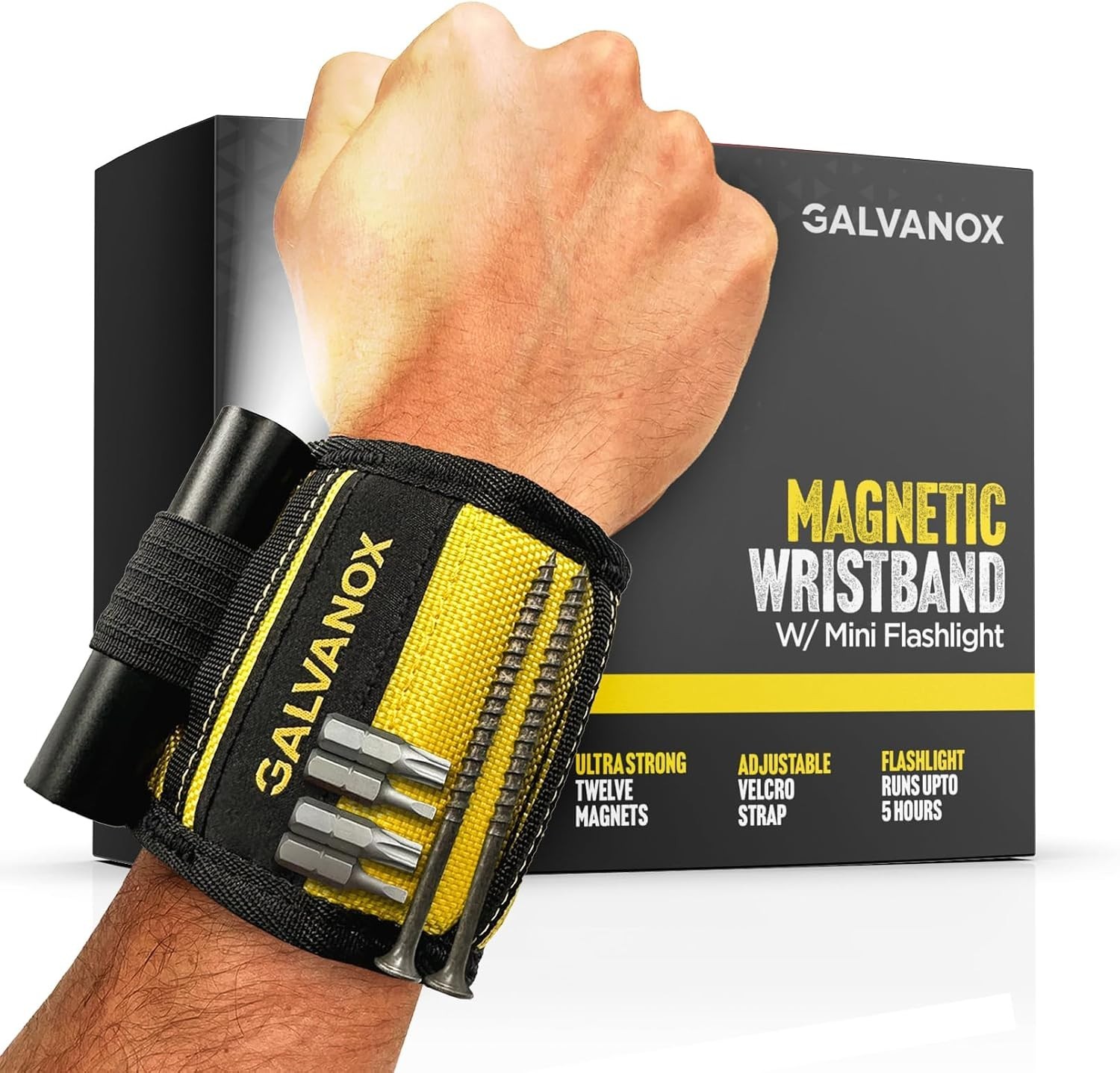 Magnetic Wristband with Hands-Free Work Light 3-Mode for Holding Screws Nails…