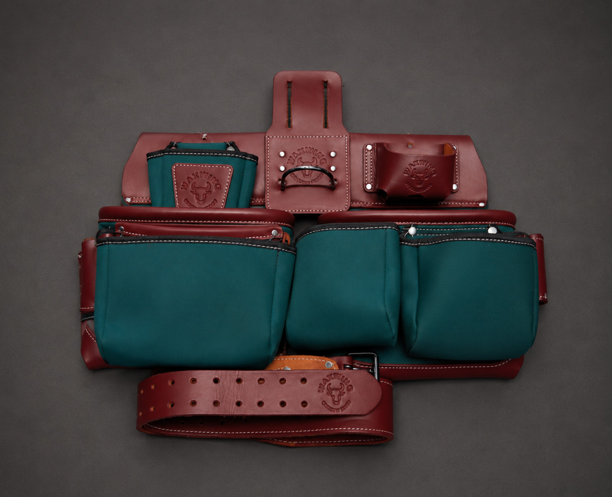 WAXWING Maroon Leather & Green Nylon Tool Belt WTB7061