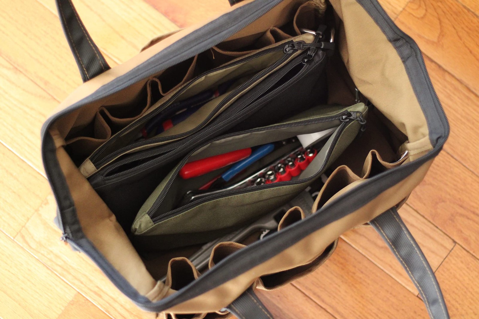 2 Pack Premium Tool Pouch Zipper Bag with internal pockets, 12inch Tool Bag