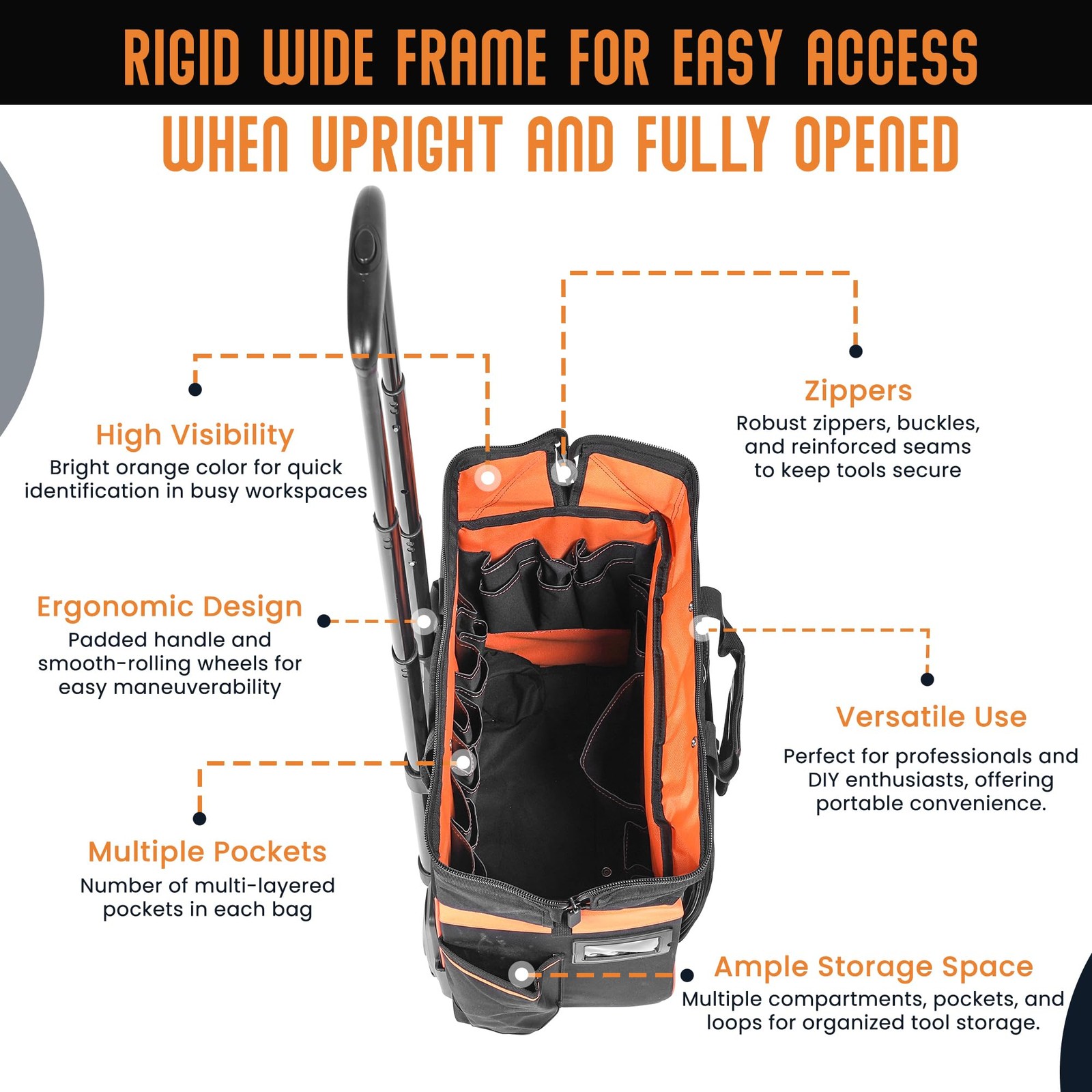 HR Forged 18″ Rolling Duffle Tool Bag 2 Pack 29 & 15 Pocket Roll Bag with Wheels