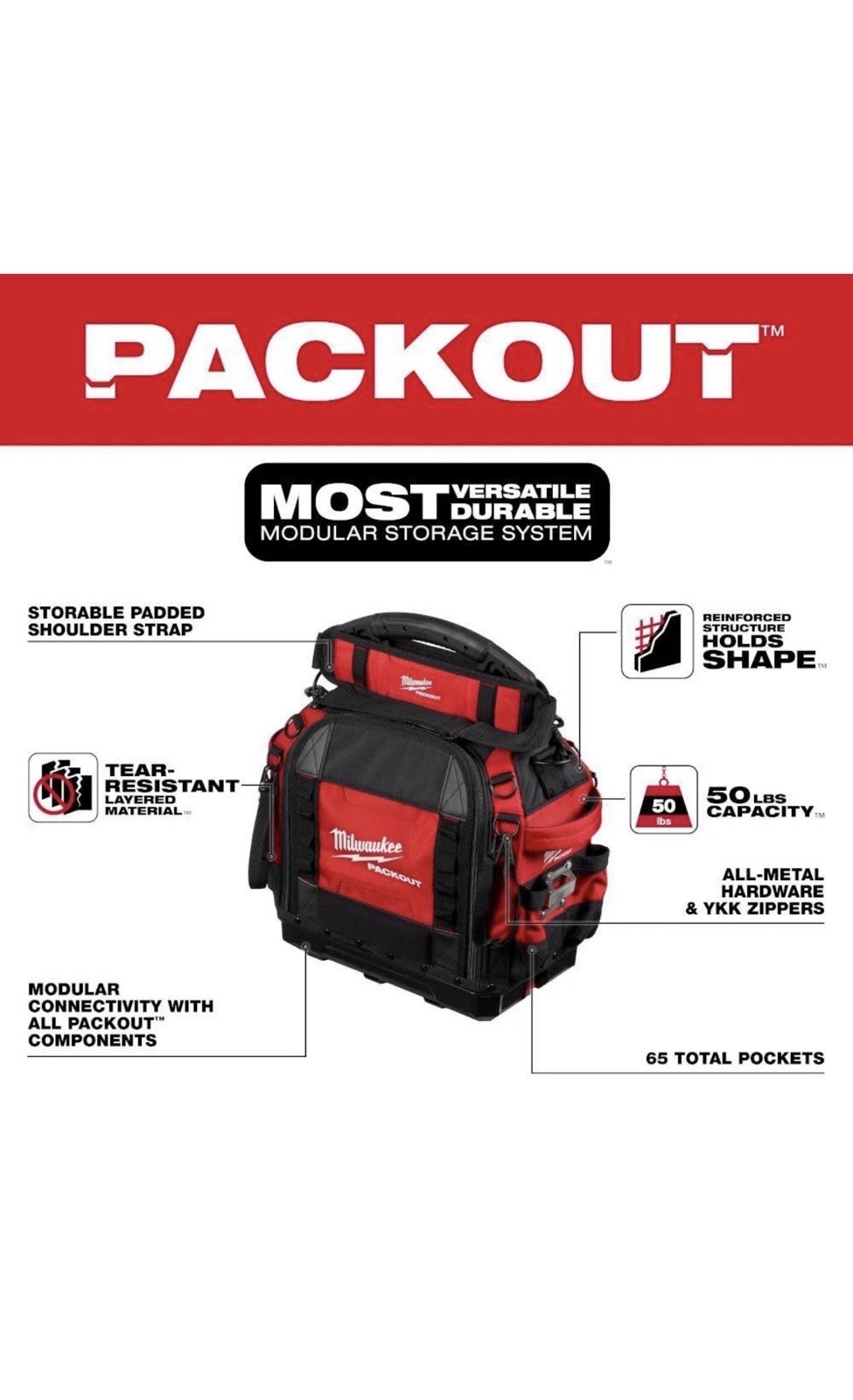 Milwaukee 48-22-8316 PACKOUT 15″ Structured Tool Bag