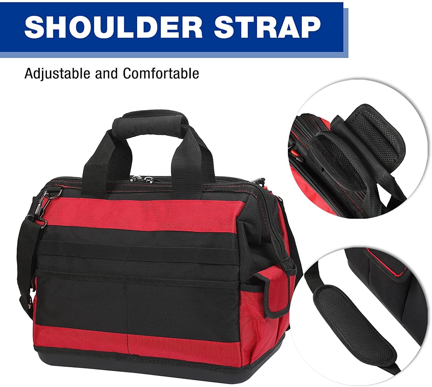 WORKPRO 16″ Tool Bag Top Wide Mouth With 46 Pockets For Tool Organizer & Storage