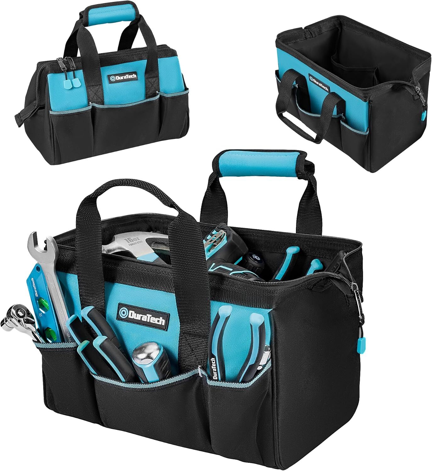 DURATECH 13-Inch Small Tool Bag with 9 Pockets Wide Open Mouth Polyester NEW