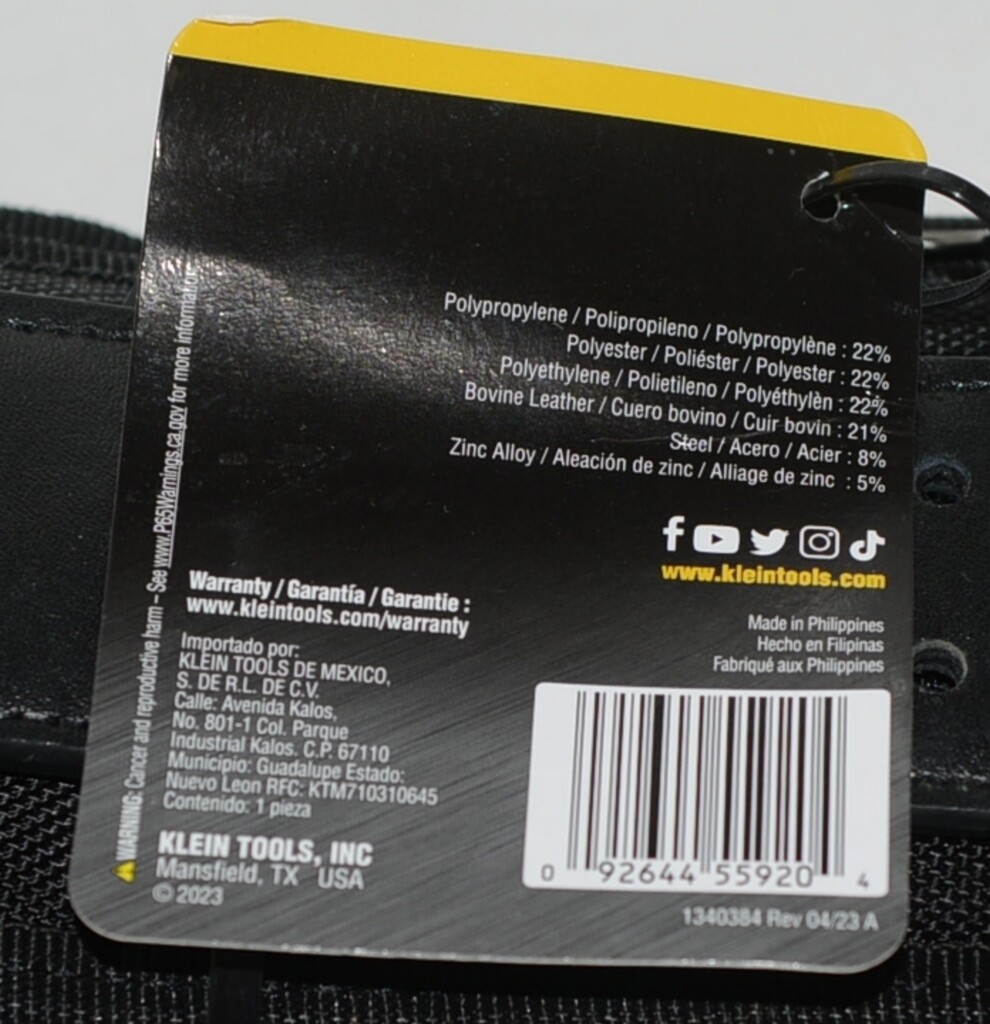 Klein 55920 Tradesman Pro Padded Tool Belt Extra Large Fits 40 to 44 Inch Waist