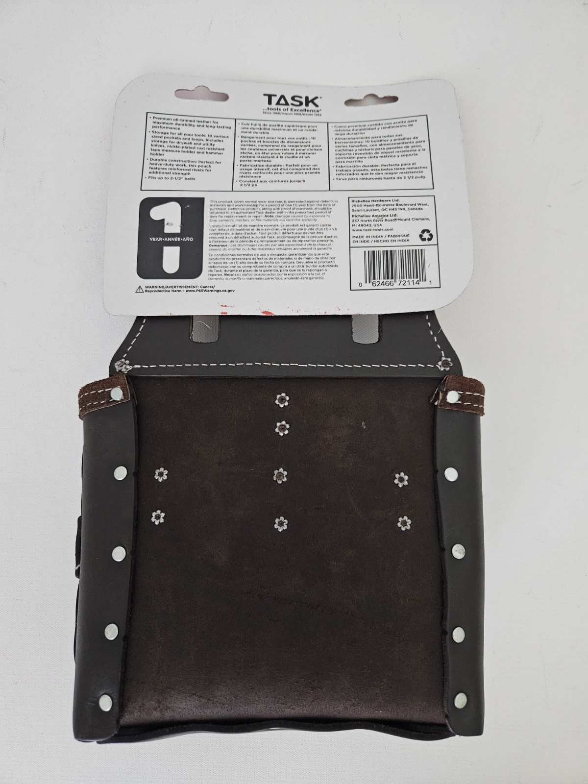 TASK Pro Drywall Leather Tool Pouch 10 Pocket Drywall Tool Holder Belt New