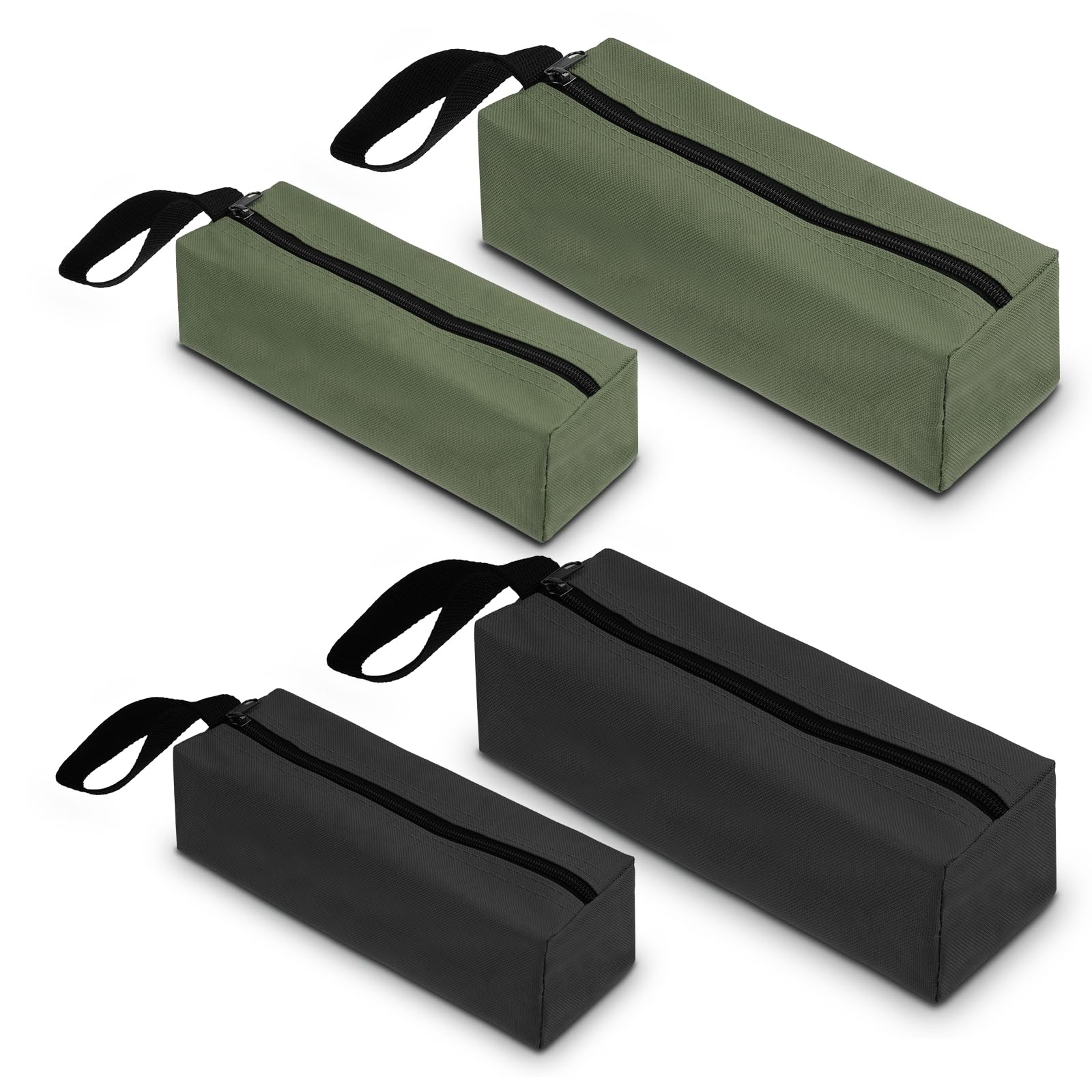 4 PCS Heavy Duty Tool Pouches With Zipper Multipurpose Storage Bag Carabiner