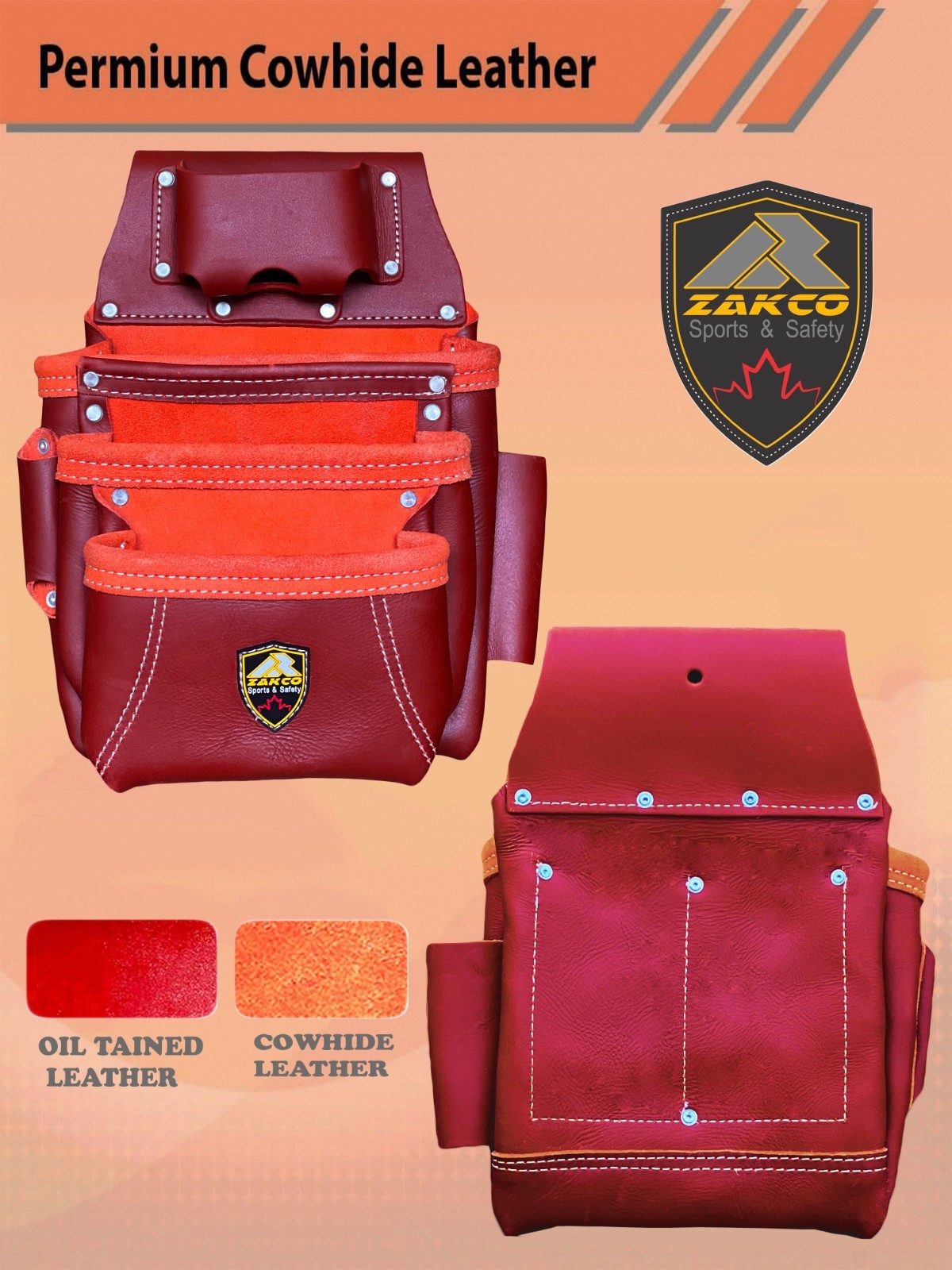 PRO 19 TOP GRAIN LEATHER FRAMER CARPENTER FASTENER TOOL BAG BELT TOOL RIG SET