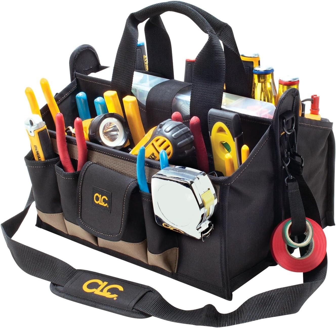Stylish CLC 16 In. Tool Bag with Adjustable Strap and Parts Tray Included
