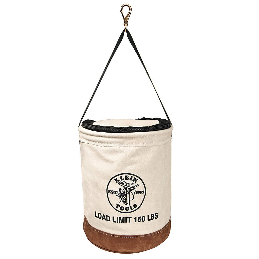 KLEIN TOOLS 5104CLR17 Bucket Bag,Canvas,Straight Wall,OffWhite 34E639